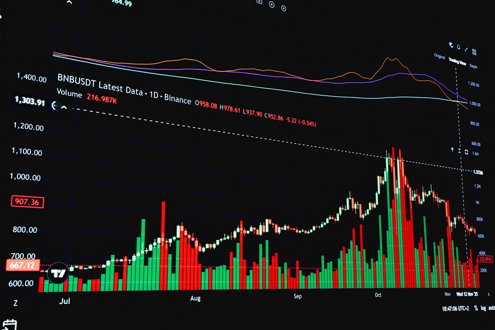 DCA during a bear market: steady Bitcoin buys continuing at even intervals through a 50% price drawdown